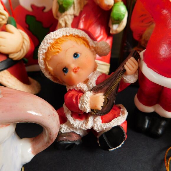 Santa Clause 21 Pcs Christmas Ornaments Figurines Wood Wool Ceramic Collectibles - Picture 3 of 16